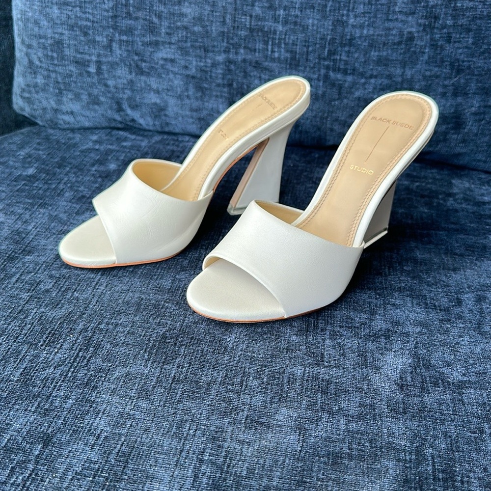 Black Suede Studio Nadya Mule Sandals